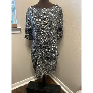 Zara Aztec black white print mini dress Size XS